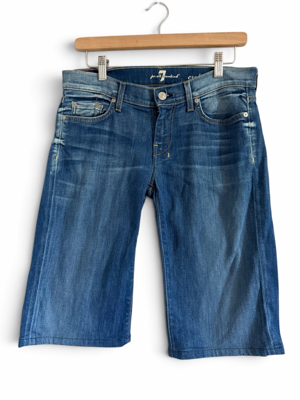 Title: 7 For All Mankind Dojo Bermuda Denim Shorts Size 29 Made in USA